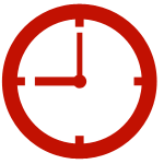 red clock icon pointing to 9am