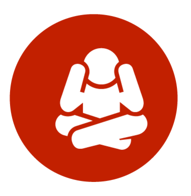 cartoon person meditating in a red circle